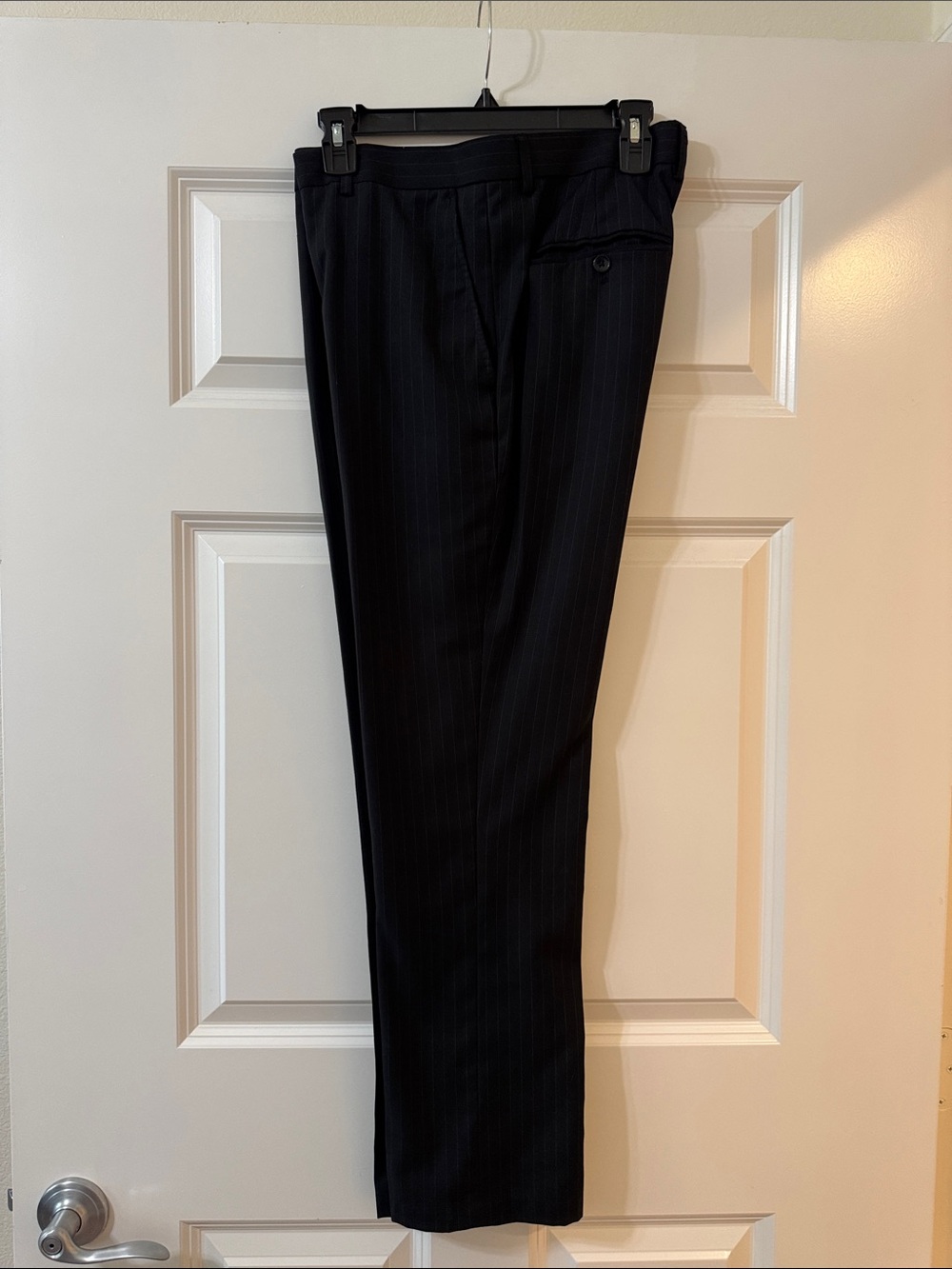 WD.NY Men's Black Pinstripe Dress Pants